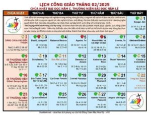 Lịch Công Giáo tháng 2